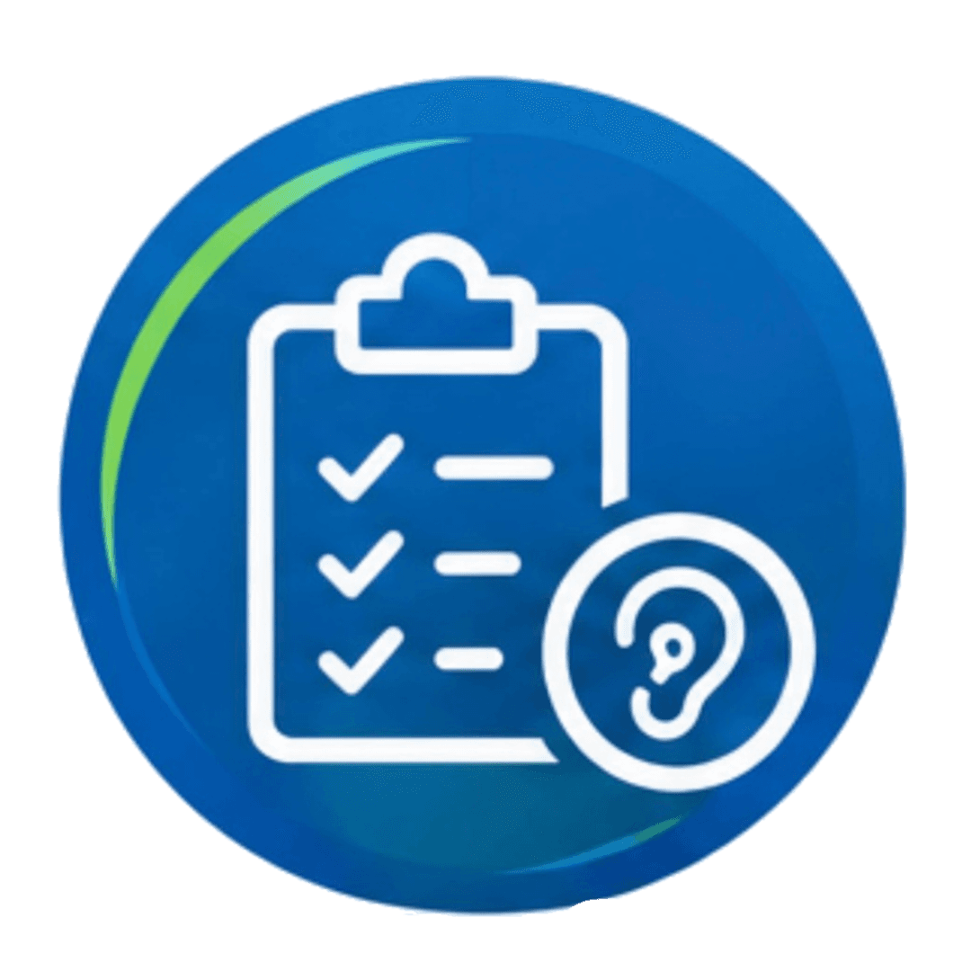 Illustration of a hearing checklist with an ear symbol