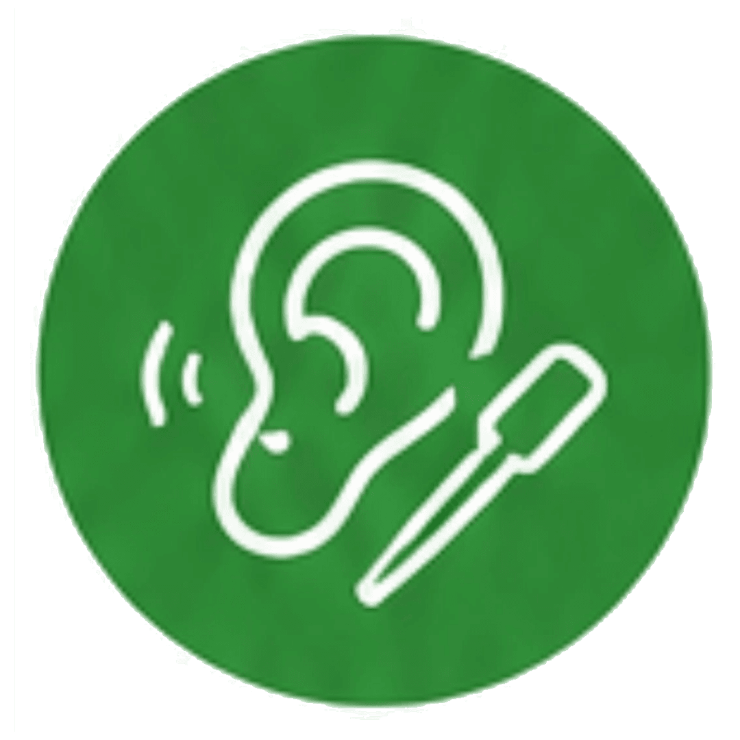 Illustration of an ear with an ear-care instrument
