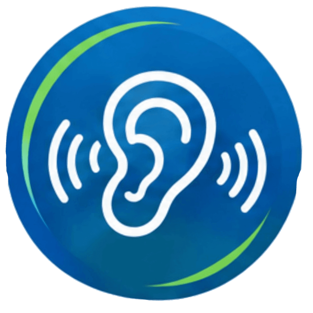 Illustration of an ear surrounded by sound waves